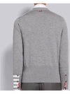 Men's Fine Merino Wool 4 Bar Cuff V-Neck Cardigan Grey - THOM BROWNE - BALAAN 4