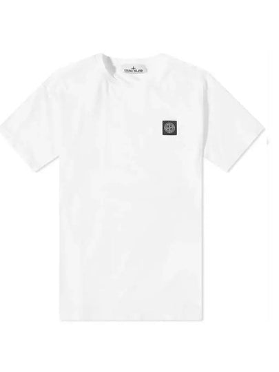 Logo Patch Cotton Short Sleeve T-Shirt White - STONE ISLAND - BALAAN 2