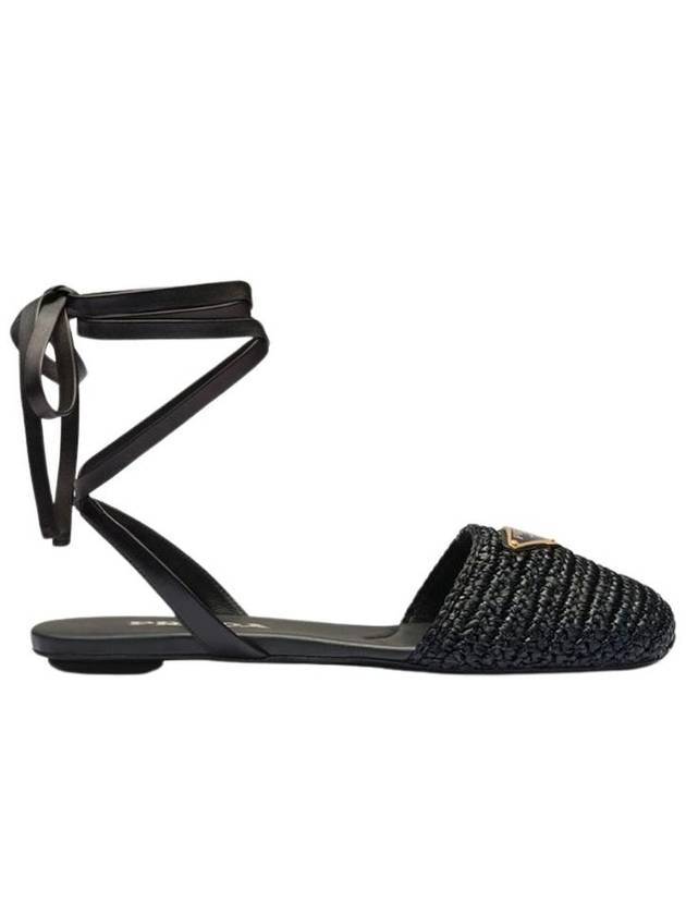 Crochet Flat Sandals Black - PRADA - BALAAN 1