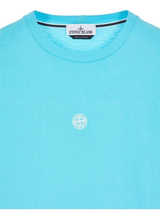 Garment Dyed Lettering One Print Cotton Jersey Short Sleeve T-Shirt Turquoise - STONE ISLAND - BALAAN 5