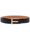 T Buckle Reversible Leather Belt Black - TOM FORD - BALAAN 5