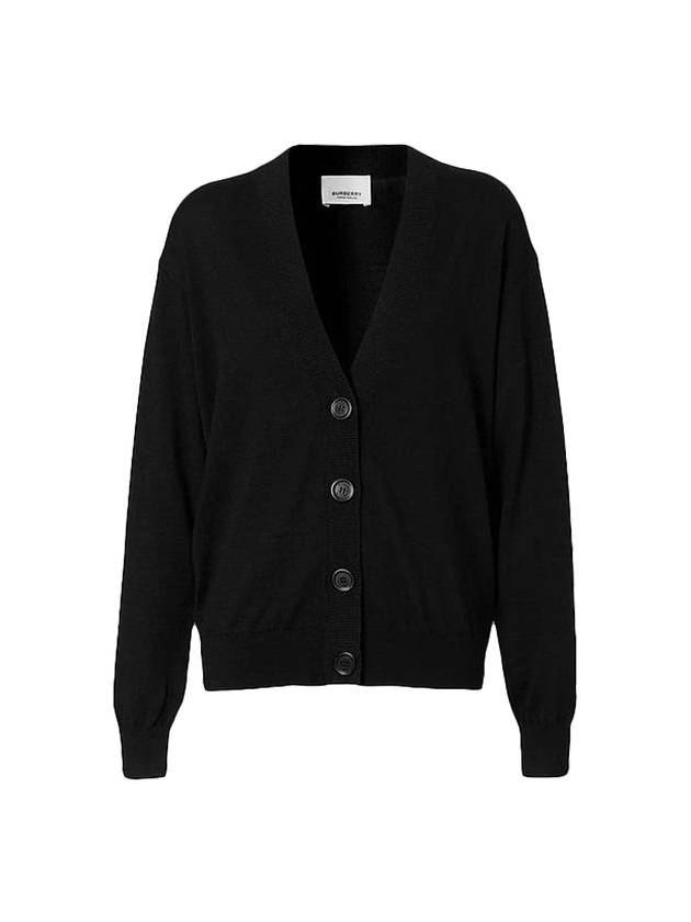 Elbow Patch Merino Wool Cardigan Black - BURBERRY - BALAAN 1