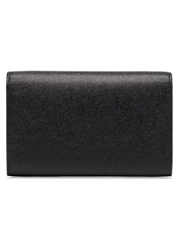 Monogram Uptown Chain Embossed Leather Long Wallet Black - SAINT LAURENT - BALAAN 4