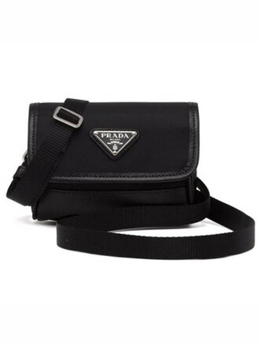 triangle logo re-nylon mini pouch cross bag black - PRADA - BALAAN.