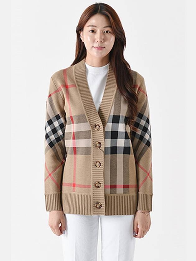 Check Technical Wool Jacquard Cardigan Archive Beige - BURBERRY - BALAAN 3