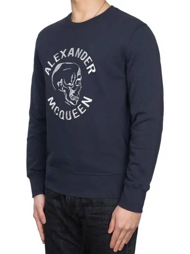 Embroidered Logo Sweatshirt Navy - ALEXANDER MCQUEEN - BALAAN 4