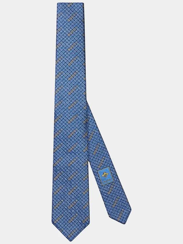 Silk Jacquard Tie Light Blue - GUCCI - BALAAN 7