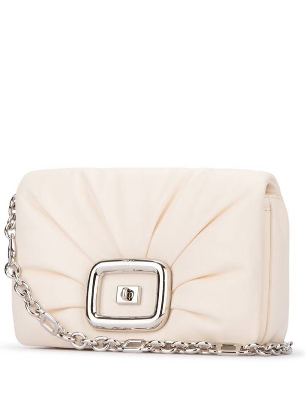 Viv' Choc Metal Buckle Leather Shoulder Bag Off White - ROGER VIVIER - BALAAN 3