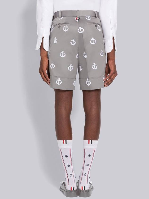 Satin Stitch Anchor Half Drop Shorts Grey - THOM BROWNE - BALAAN 5