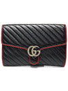 498079 Black Red Matelasse Leather GG Marmont Gold Clutch - GUCCI - BALAAN 1