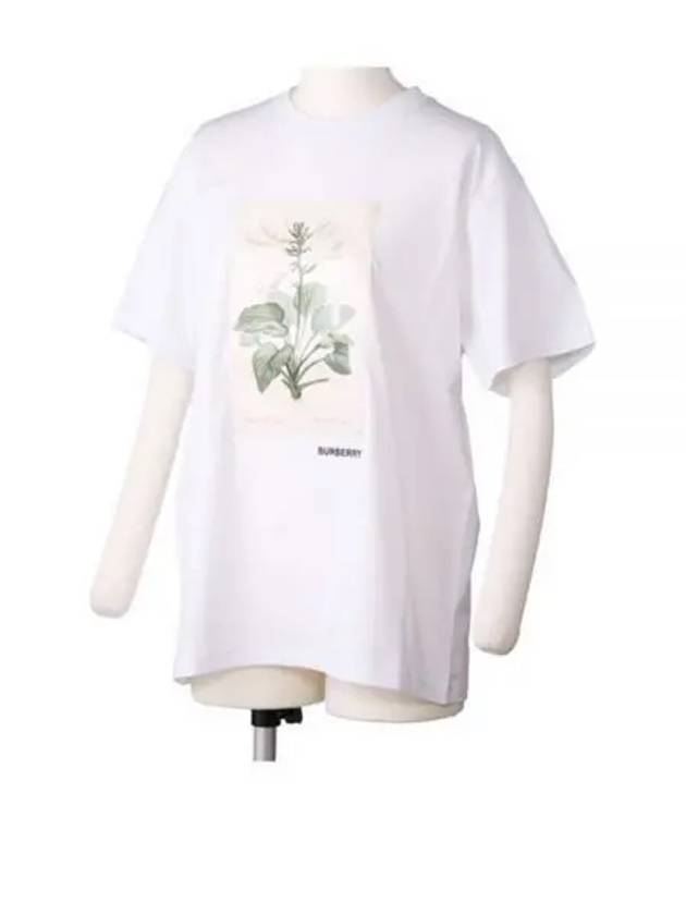 Botanical Sketch Cotton Overfit Short Sleeve T-Shirt White - BURBERRY - BALAAN 2