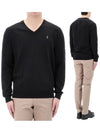 Embroidery Logo V Neck Knit Top Black - POLO RALPH LAUREN - BALAAN 2