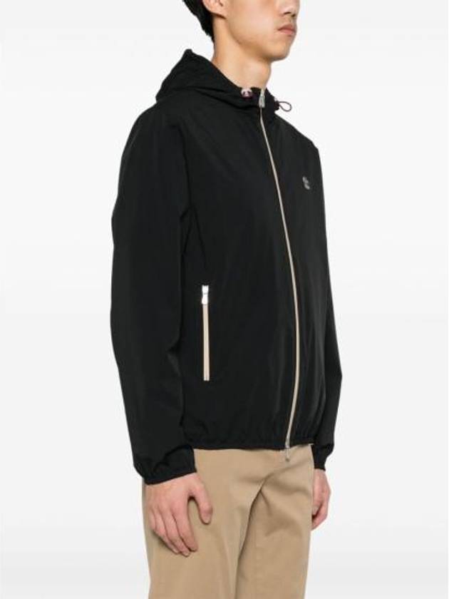 Embroidered Logo Zip-up Hoodie Black - BRUNELLO CUCINELLI - BALAAN 3