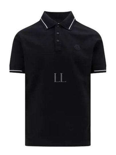 Men's Logo Patch Cotton Short Sleeve Polo Shirt Black - MONCLER - BALAAN 2