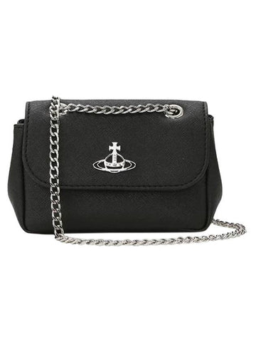 Saffiano Biogreen Small Purse Cross Bag Black - VIVIENNE WESTWOOD - BALAAN 1