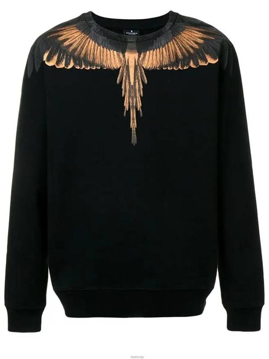 Wings Round Cotton Sweatshirt Black - MARCELO BURLON - BALAAN 2