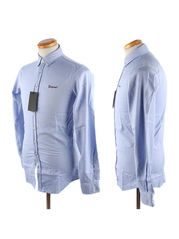 Soft Oxford Long Sleeve Shirt Light Blue - DSQUARED2 - BALAAN 1