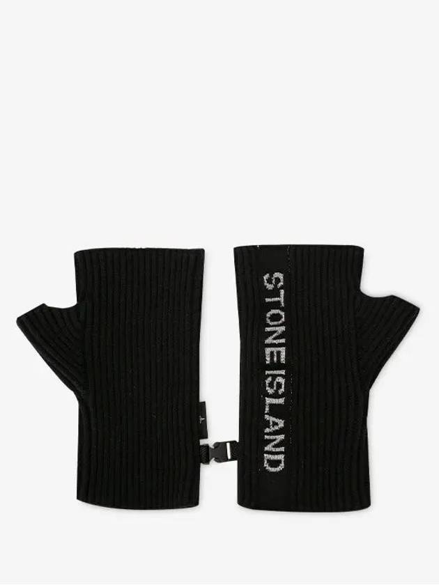 Men's Lettering Logo Black Gloves - STONE ISLAND - BALAAN 4