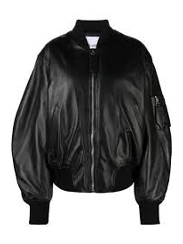 Anja Leather Bomber Jacket Black - THE ATTICO - BALAAN 1