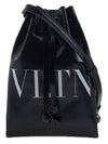 VLTN Logo Shiny Leather Crossbody Bag Black - VALENTINO - BALAAN 1