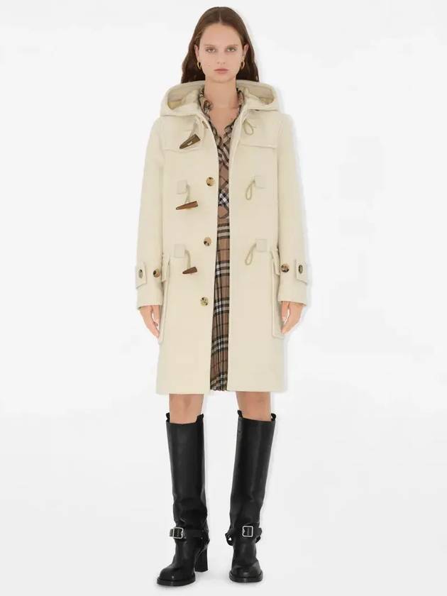 Hooded Wool Cashmere Duffel Siggle Coat Candle - BURBERRY - BALAAN 3