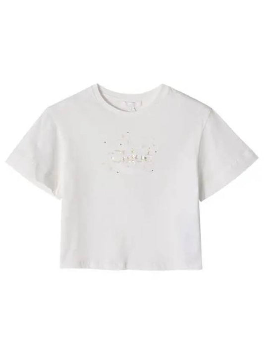 C20111 117 Logo Embroidered Kids Short Sleeve Tee - CHLOE - BALAAN 2