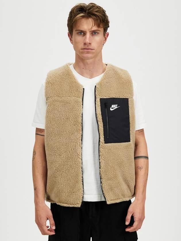 Reversible Sherpa Vest Khaki Black - NIKE - BALAAN 2