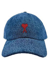 Denim Heart Logo Ball Cap Navy - AMI - BALAAN 3