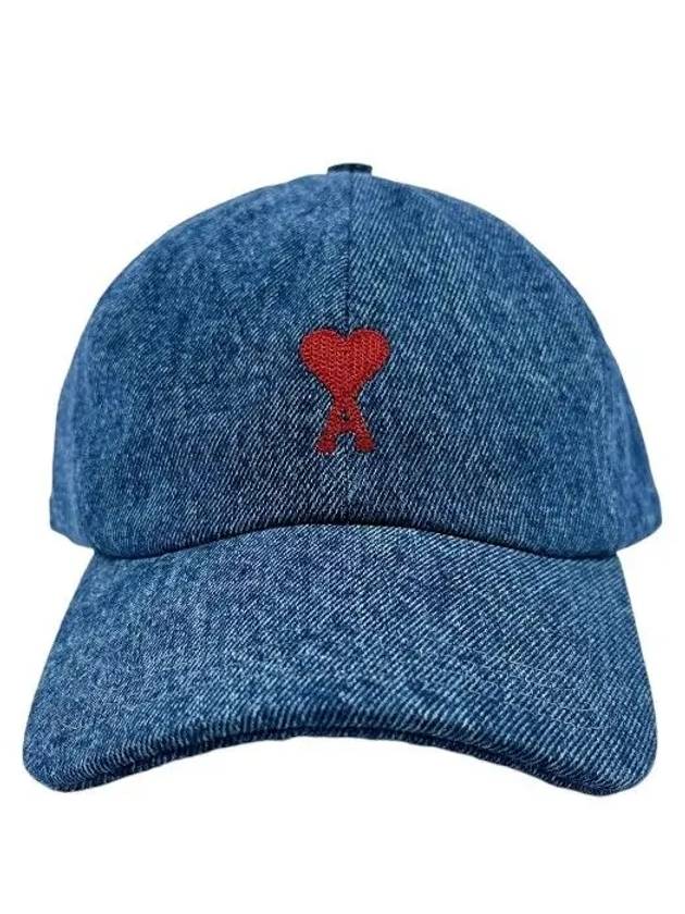 Denim Heart Logo Ball Cap Navy - AMI - BALAAN 3