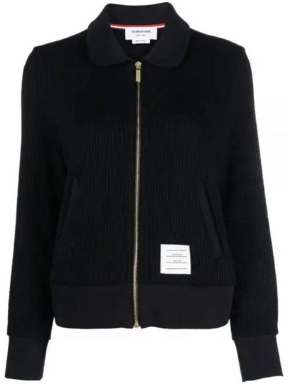 Women's Seersucker Loopback 4-Bar Zip-Up Jacket Navy - THOM BROWNE - BALAAN 2