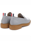 Vitello Calf Leather Penny Loafers White Gray - THOM BROWNE - BALAAN.