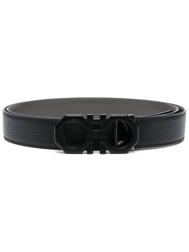 Reversible Gancini Leather Belt Black - SALVATORE FERRAGAMO - BALAAN 1