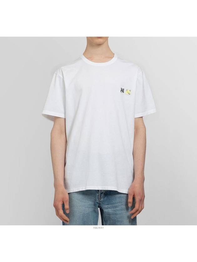 Double Monochrome Fox Head Patch Classic Short Sleeve T-Shirt White - MAISON KITSUNE - BALAAN 3