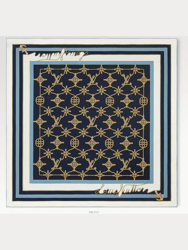 LV Cordage Square 90 Scarf Navy - LOUIS VUITTON - BALAAN 6