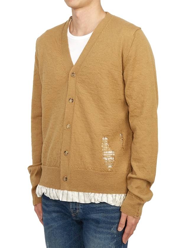 Men's Distressed Cardigan Camel - MAISON MARGIELA - BALAAN 3