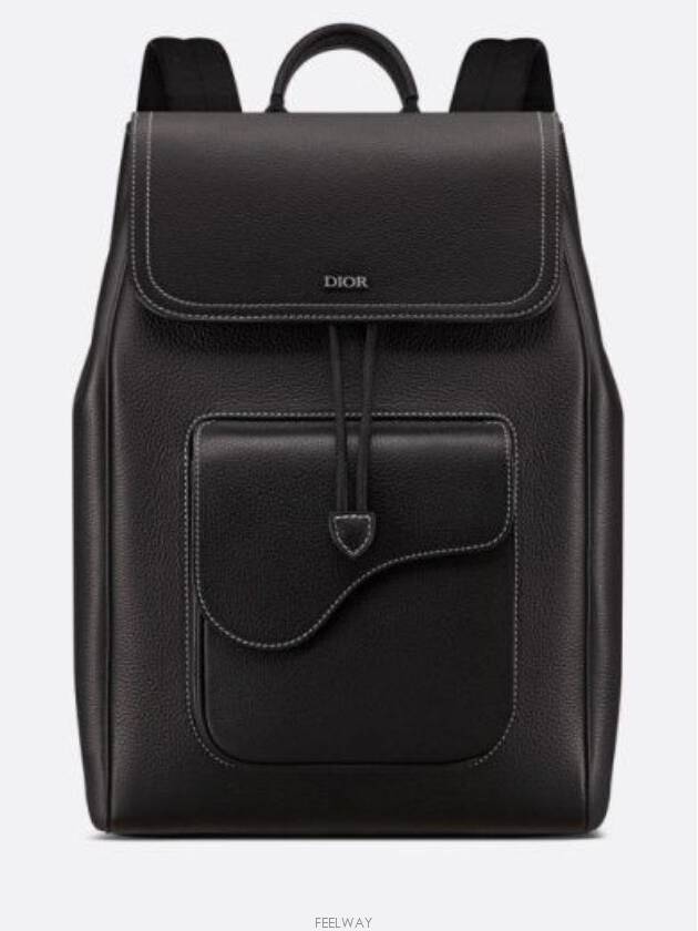 Saddle Grained Calfskin Backpack Black - DIOR - BALAAN 3