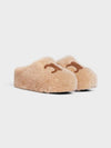 Logo Fur Shearling Mule Cream - CELINE - BALAAN 2