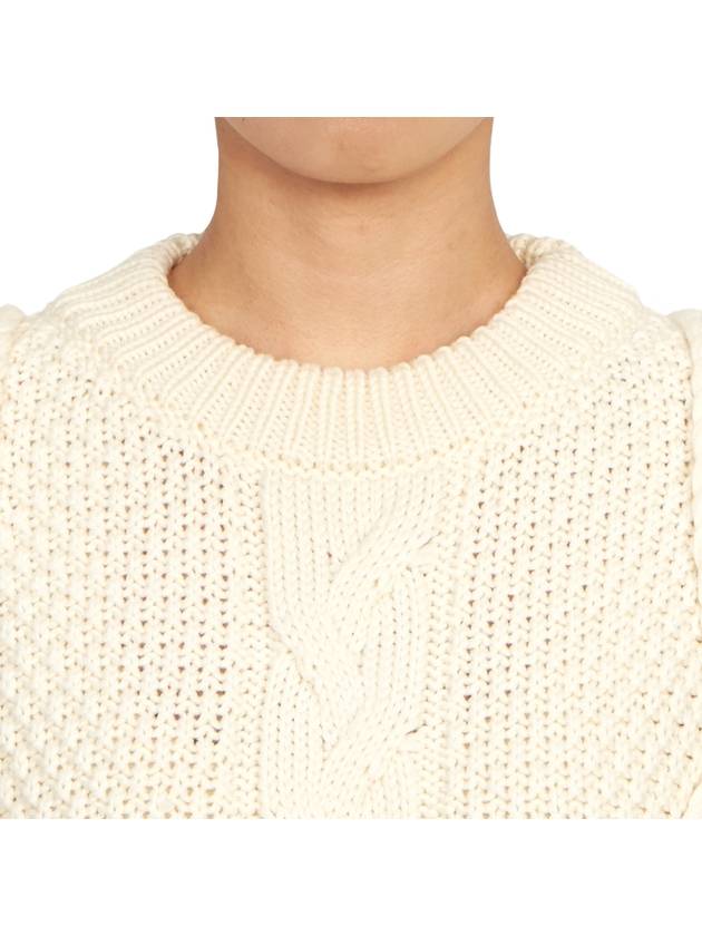 Crew Neck Golden Wool Cable Knit Top Ivory - GOLDEN GOOSE - BALAAN 7