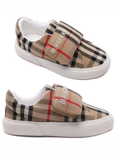 Kids Check Velcro Sneakers Beige - BURBERRY - BALAAN 2