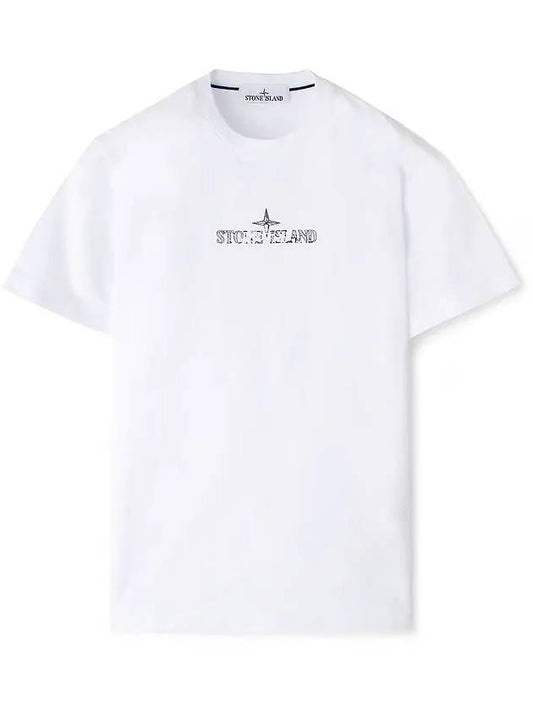 Logo Print Short Sleeve T-Shirt  White - STONE ISLAND - BALAAN 2