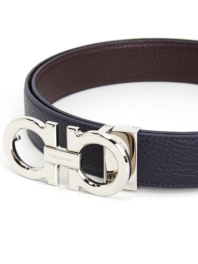 Gancini Reversible Leather Belt Midnight Blue Burgundy - SALVATORE FERRAGAMO - BALAAN 7