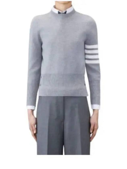 4-Bar Milano Stitch Crew Neck Knit Top Light Grey - THOM BROWNE - BALAAN 2