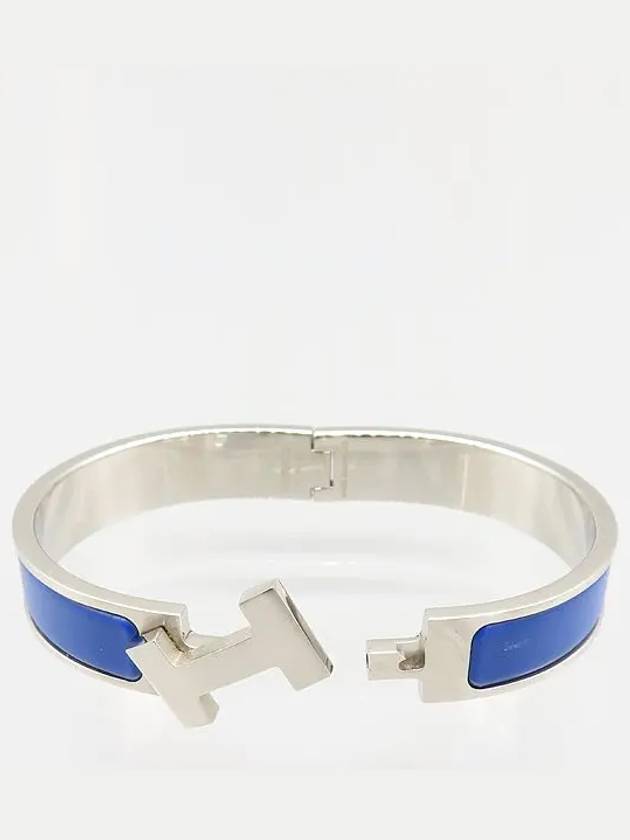 CLIC Click Ash silver blue color PM bangle bracelet - HERMES - BALAAN 4