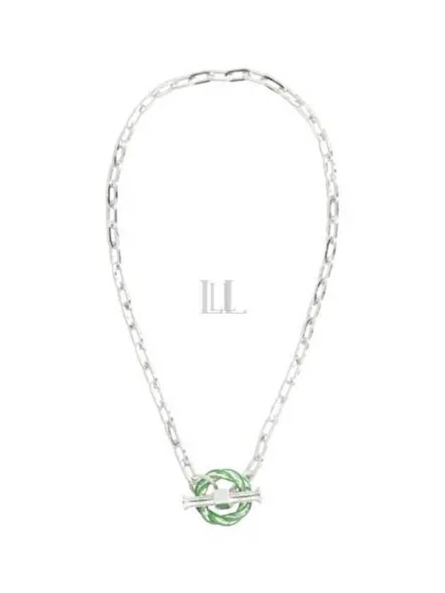 Filler Chain Necklace Green Silver - BOTTEGA VENETA - BALAAN 2