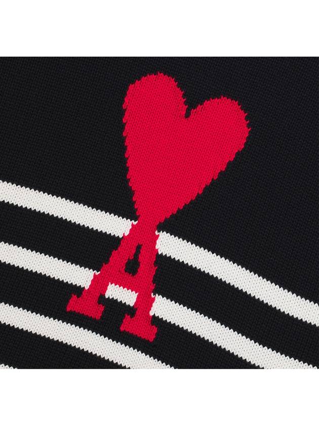 Big Heart Logo Striped Knit Top Black - AMI - BALAAN 6