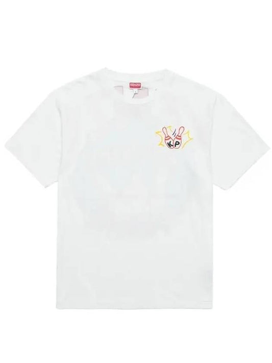 Men's Bowling Oversized Short Sleeve T-Shirt Offwhite - KENZO - BALAAN.