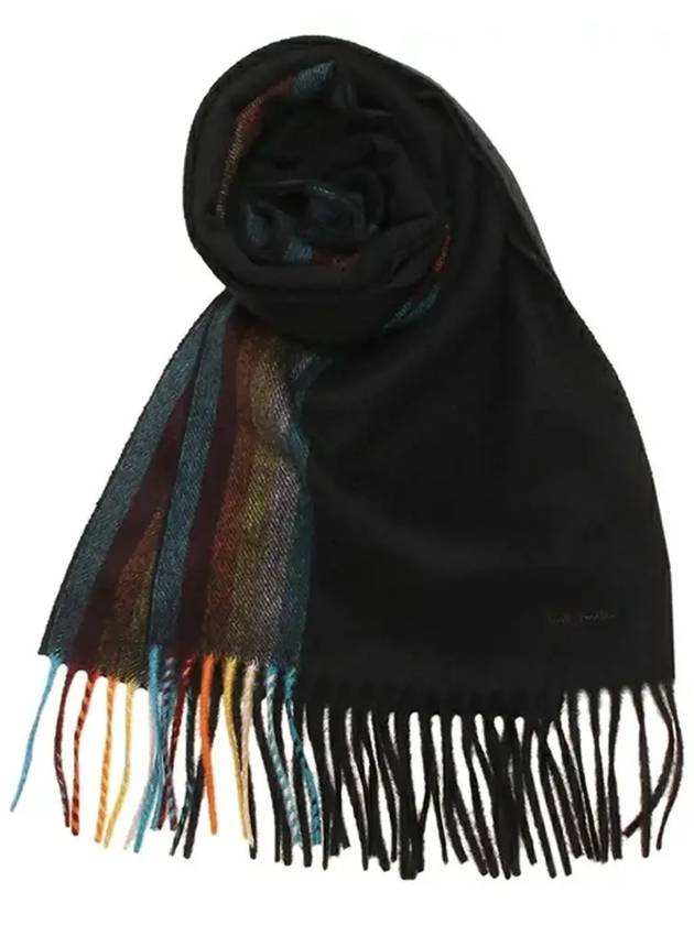 Rainbow Cashmere Muffler Black - PAUL SMITH - BALAAN 4