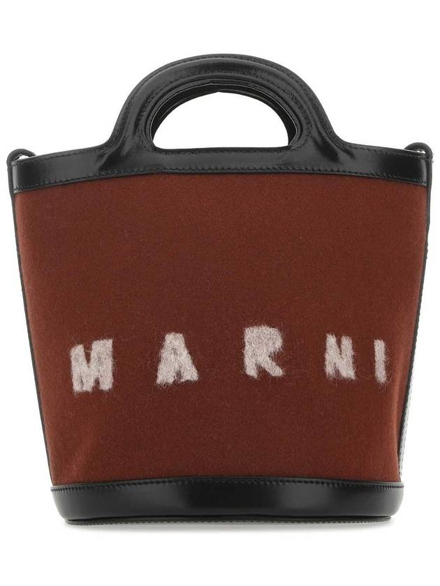 Felt Wool Logo Tropicalia Mini Bucket Bag Brown - MARNI - BALAAN 2