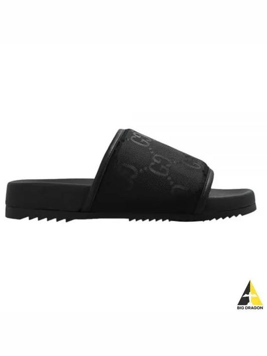 GG Monogram Slide Slippers Black - GUCCI - BALAAN 2