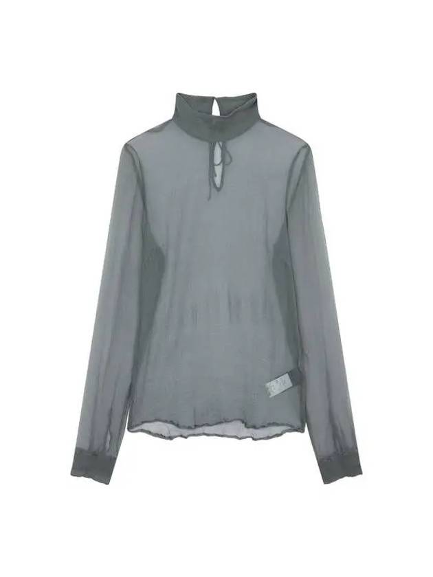 Women s Wrinkle Silk High Neck Blouse Dark Gray - DRIES VAN NOTEN - BALAAN 1